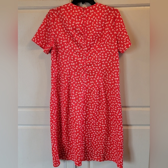 Vintage Back Bay Red White Small Whimsy Pattern Shift Dress - Picture 6 of 9
